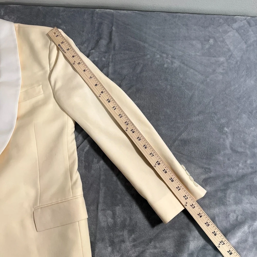 J Crew Ludlow Suit Jacket Mens 36S Short Cream Ivory Blazer Tuxedo Shawl Blazer